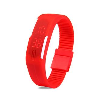 Skmei Led Rubber Strap Rectangle Dial (Deep Red) (Intl)  