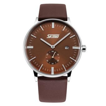 Skmei Men's Leather Strap Watch -Brown 9083  