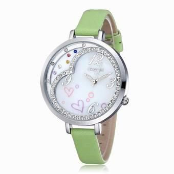 Sknoe New Rhinestone watch Ladies Quartz Wristwatch Brand Fashion Casual Leather Dress Cartoon Watch Luxury Brand(Green) (Intl)  