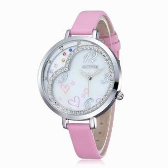 Sknoe New Rhinestone watch Ladies Quartz Wristwatch Brand Fashion Casual Leather Dress Cartoon Watch Luxury Brand(Pink) (Intl)  