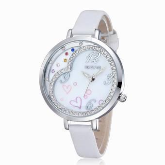 Sknoe New Rhinestone watch Ladies Quartz Wristwatch Brand Fashion Casual Leather Dress Cartoon Watch Luxury Brand(White) (Intl)  