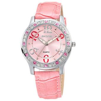 Skone Brand Women Crystal Watch Relogio Feminino Fashion Lady Luxury Quartz Watch Women Dress Wristwatch Pink (Intl)  