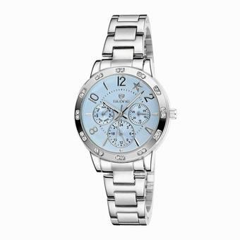 Skone Chronograph Luminous Star Rhinestone Rose Gold Silver Watches Women Fashion Quartz Dress Watch Woman Relogios Feminino(Blue) (Intl)  