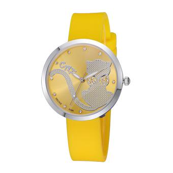 Skone Luminous Hands Cute Bow Cartoon Cat Rhinestone Silicone Strap Watches Women Fashion Casual Sports Watch Relogio Feminino?Yellow  