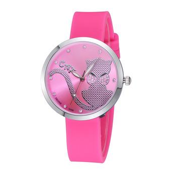 Skone Luminous Hands Cute Bow Cartoon Cat Rhinestone Silicone Strap Watches Women Fashion Casual Sports Watch Relogio Feminino?Pink  