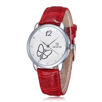 Skone Women Fashion Casual Rhinestone Analog Quartz (Red)  