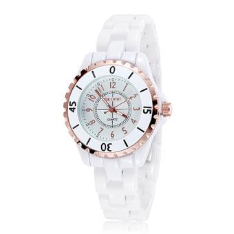 Skone brand lady crystal ceramic band watch luxury Japan quartz women dress watch rose gold (Intl)  