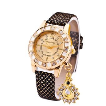 Sporter Women Dress Watches Luxury Crystal Swan Pendant Wristwatch Quartz Clock Black - Intl  