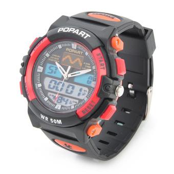 Sports Diving Wrist Watch w/ EL Backlit / Calendar / Stopwatch / Alarm Clock - Black + Red (1xCR626) (Intl)  