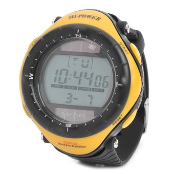 Sports Solar Power Diving Wrist Watch w/ EL Backlit / Week / Stopwatch / Alarm - Yellow (1 x CR2025) (Intl)  