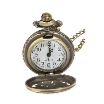 Sunweb Dragonfly Hollow Vintage Flip Bronze Steampunk Quartz Necklace Pendant Chain Clock Pocket Watch  