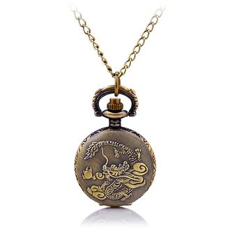 SuperCart Women's Dragon Pattern Quartz Pocket Watch DChain Necklace Women Watches ( Bronze ) (Intl)  