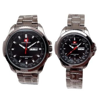 Swiss Army Analog Digital - Jam Tangan Pria - Stainless Hitam - Dial Hitam - Sa 1517 W  