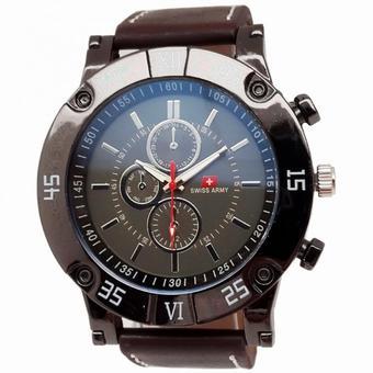 Swiss Army Casual - Jam Tangan Pria - Strap Kulit - Coklat Tua - SA 3545 L  