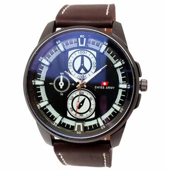 Swiss Army Casual - Jam Tangan Pria - Strap Kulit - Coklat Tua - SA 0045 L  