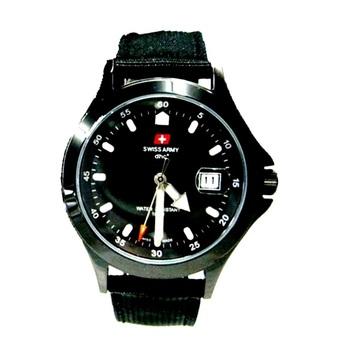 Swiss Army Casual Man Watch - Jam Tangan Pria - Silver - Strap Kanvas  