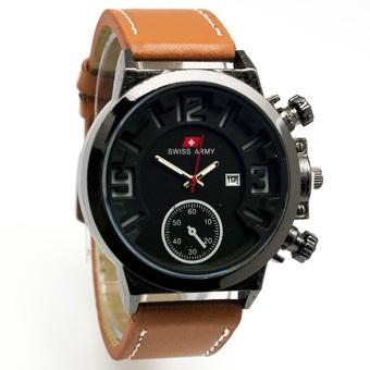 Swiss Army Casual SA 0030 L - Jam Tangan Pria - Strap Kulit - Coklat Muda  