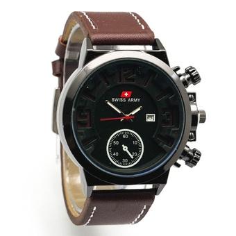 Swiss Army Casual SA 0030 L - Jam Tangan Pria - Strap Kulit (Coklat Tua)  