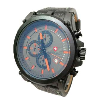 Swiss Army Chronograph - Jam Tangan Pria - SA 4174 M Body Hitam - List Oren - Kulit  