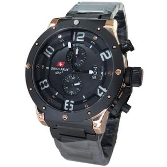 Swiss Army Chronograph SA2267 Jam Tangan Pria Stainless Steel Hitam Lis Gold  