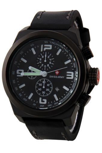 Swiss Army Chronograph Series SA 3026M BL WH - Jam Tangan Pria - Hitam - Kulit  