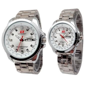 Swiss Army Couple - Jam Tangan Couple - Silver Stainless - Dial Putih - SA 4366 SG  