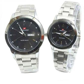 Swiss Army Couple - Jam Tangan Couple - Silver Stainless - Dial black - SA 1231 WE  