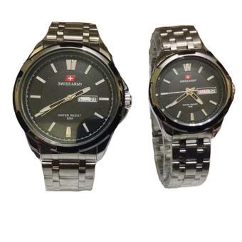 Swiss Army Couple - Stainless Steel - Hitam - SA1575 Black Couple  