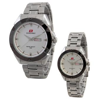 Swiss Army Couple Watch - Silver - Stainless - Swiss Army SA 5088 couple putih  