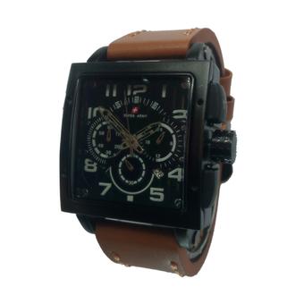 Swiss Army Crhono Jam Tangan Pria - Cokelat-Hitam - Strap Kulit - SA642  