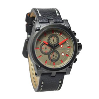 Swiss Army Crhono Jam Tangan Pria - Hitam-Merah - Strap Kulit - SA3265  