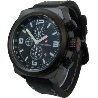 Swiss Army Crhono Jam Tangan Pria - Hitam - Strap Kulit - SA3274  