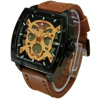 Swiss Army D47H150SA4124MCKTM Date Skull Jam Tangan Pria - Cokelat Muda  