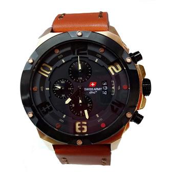 Swiss Army DHC - Jam Tangan Pria - Leather Strap - SA 2272 LB ring Gold  