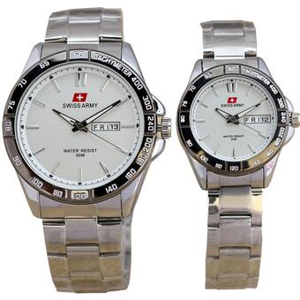 Swiss Army Daydate FasHion SA4217ML Jam Tangan Pasangan - Silver  