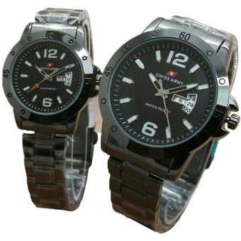 Swiss Army Daydate Fasion D42H160SA4218MLHTM Jam Tangan Pasangan - Hitam  