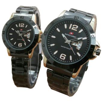 Swiss Army Daydate Fasion D42H160SA4218MLHTMLG Jam Tangan Pasangan - Hitam-Gold  