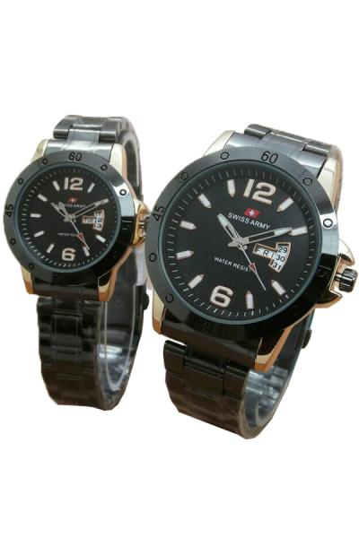 Swiss Army Daydate Fasion D42H160SA4218MLHTMLG Jam Tangan Pasangan -Hitam/Gold