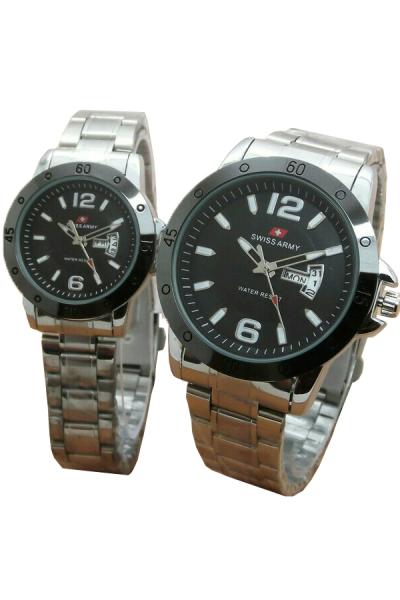 Swiss Army Daydate Fasion D42H160SA4218MLSLVPH Jam Tangan Pasangan - Silver/Hitam