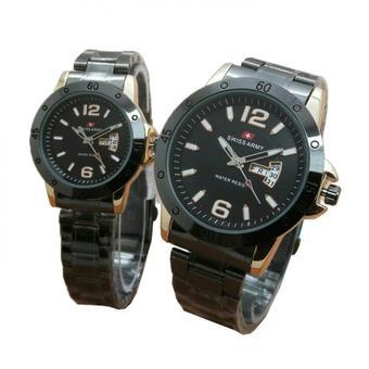 Swiss Army Daydate Fasion SA 5433 BG-Jam Tangan Pasangan - Hitam gold  