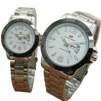 Swiss Army Daydate Fasion SA 5433 SW-Jam Tangan Pasangan - Silver  