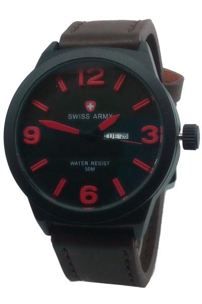 Swiss Army Daydate SA402CTLM Jam Tangan Pria - Cokelat tua/Merah