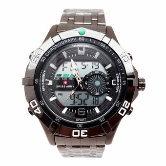 Swiss Army Digital Combo - Jam Tangan Pria - Black Stainless - Dial Hitam - SA 2101 SILVER  