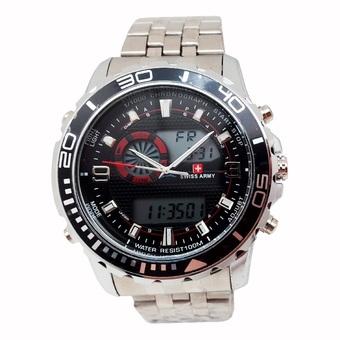 Swiss Army Digital Combo - Jam Tangan Pria - Silver Stainless - Dial Hitam - SA 1521 SS  