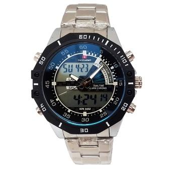 Swiss Army Digital Combo - Jam Tangan Pria - Silver Stainless Variasi Putih - SA 1308 SS  