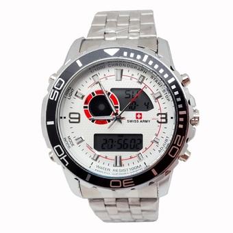 Swiss Army Digital Combo - Jam Tangan Pria - Silver Stainless - Dial Putih - SA 1521 SS  