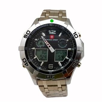 Swiss Army Digital Combo - Jam Tangan Pria - Silver Stainless - Dial Hitam - SA 1101 SS  