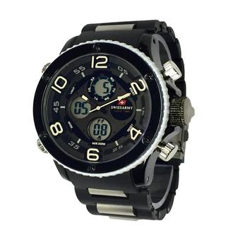 Swiss Army Dual Time - Jam Tangan Pria - Rubber Strap - SA 1899 BW  