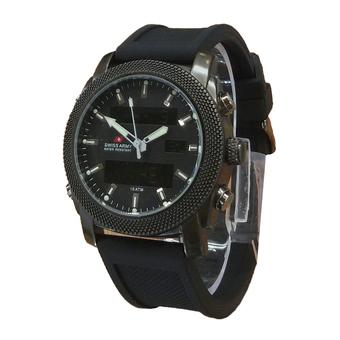 Swiss Army - Dual-Time- Jam Tangan Pria - SA-2189M Body Hitam - Karet Hitam  