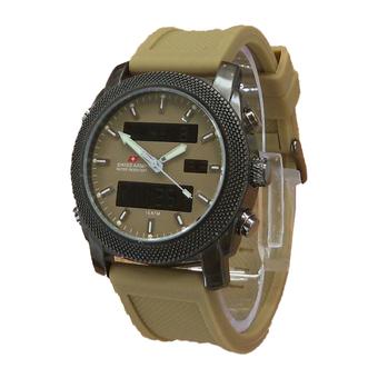 Swiss Army - Dual-Time- Jam Tangan Pria - SA-2189M Body Hitam - Strap Coklat  